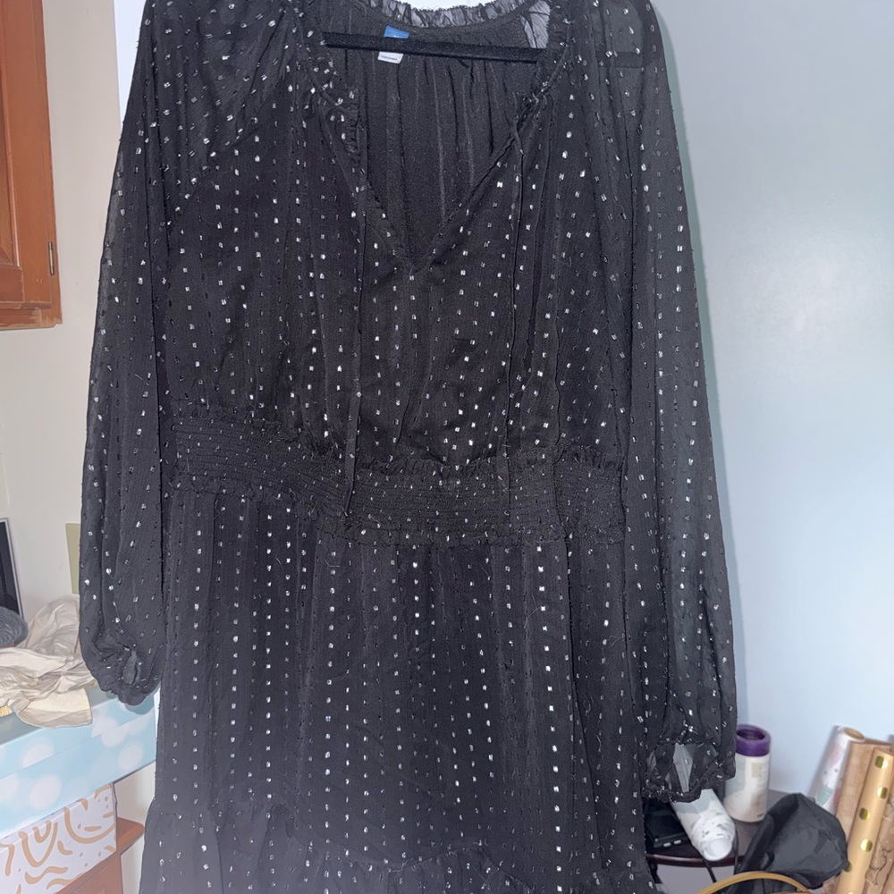 Elegant Black Polka Dot Dress